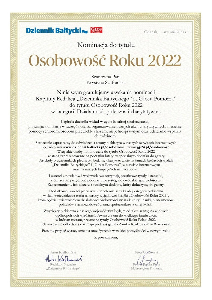 Nominacja Do Tytułu Osobowość Roku 2022 